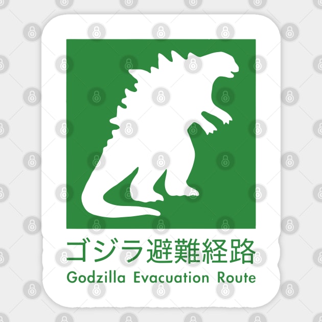 Godzilla Evacuation Route Sticker by Surton Design